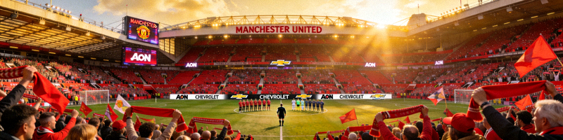 曼联主场老特拉福德球场坐满了欢呼的球迷，正在举行赛前仪式